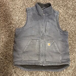 Carhartt Gray Sherpa Lined Vest Men’s Loose fit Work Wear Sz L